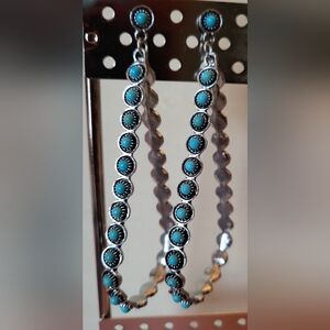 Turquoise & Silver Vtg 4in Teardrop